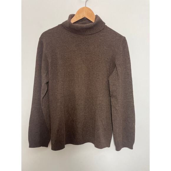 Of Benetton Women’s Medium heathered brown knit turtleneck cashmere blend - Picture 1 of 7